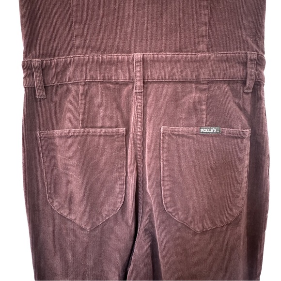 Rolla’s Corduroy Jumpsuit Burgundy 70s Retro Wide Leg Utility Boho Chic - Picture 5 of 12